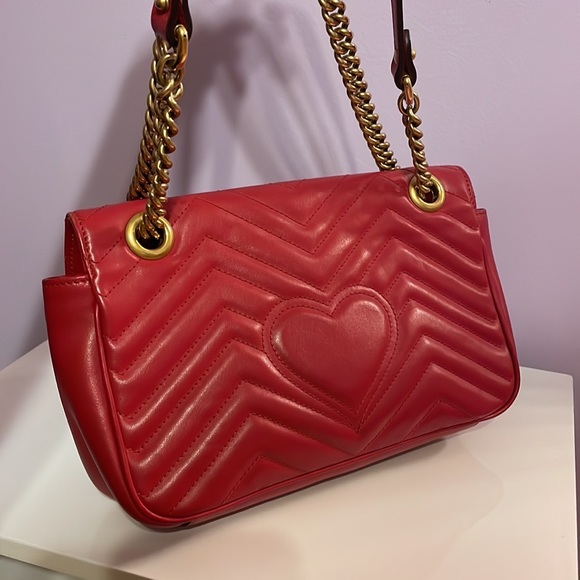 Red GG Marmont small shoulder bag - Picture 11 of 13